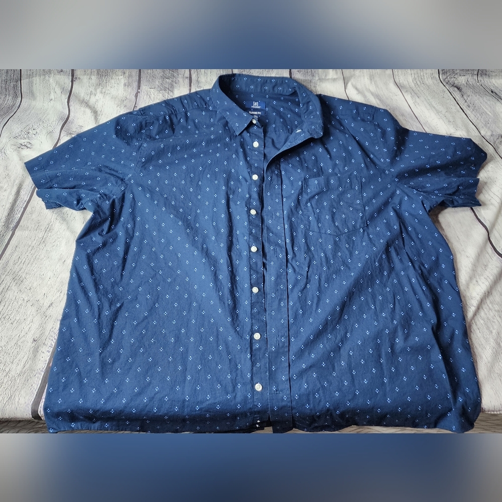 George Men's classic fit dark blue, 3XL short sleeve button-up dress shirt